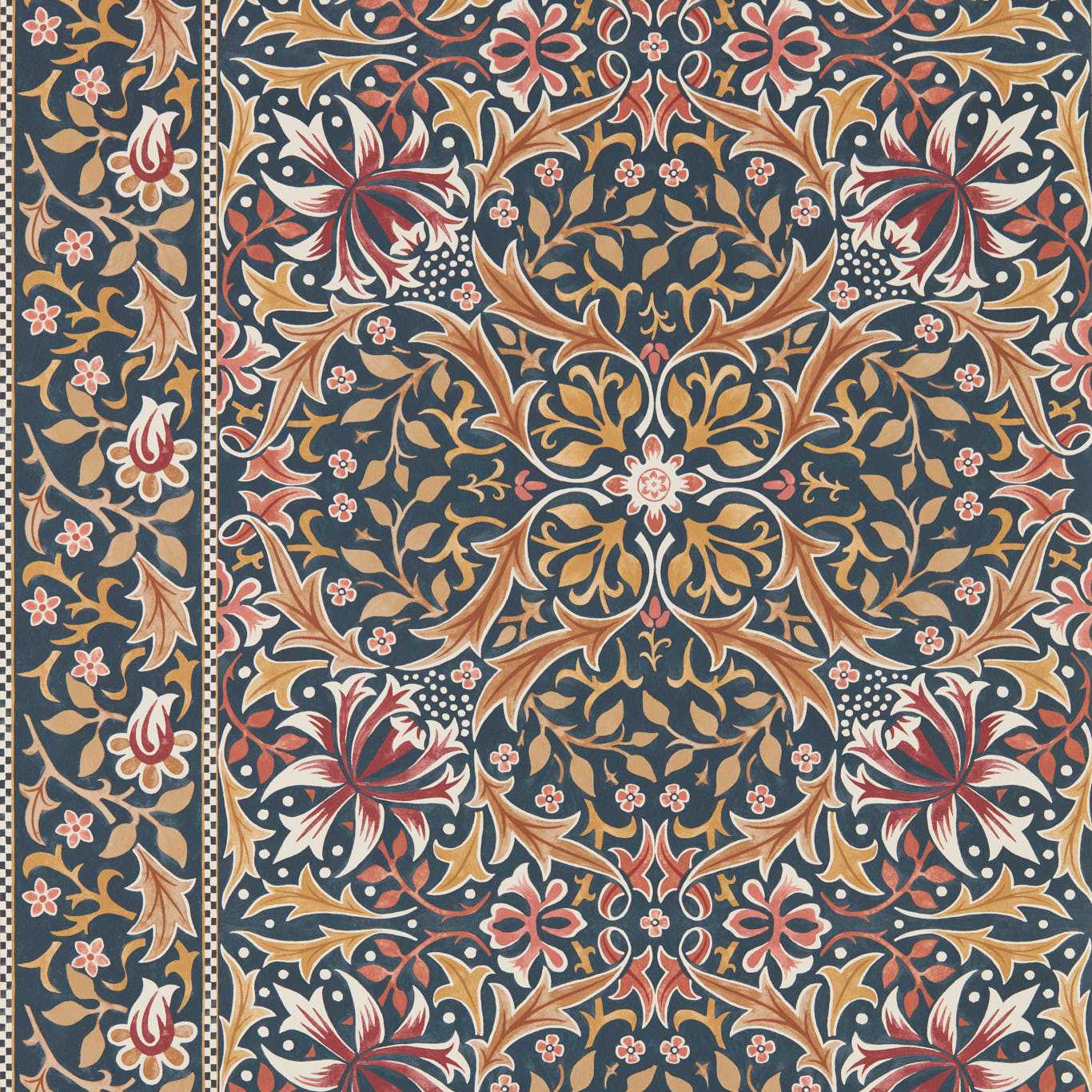 Walthamstow - Indigo / Gold Wallpaper