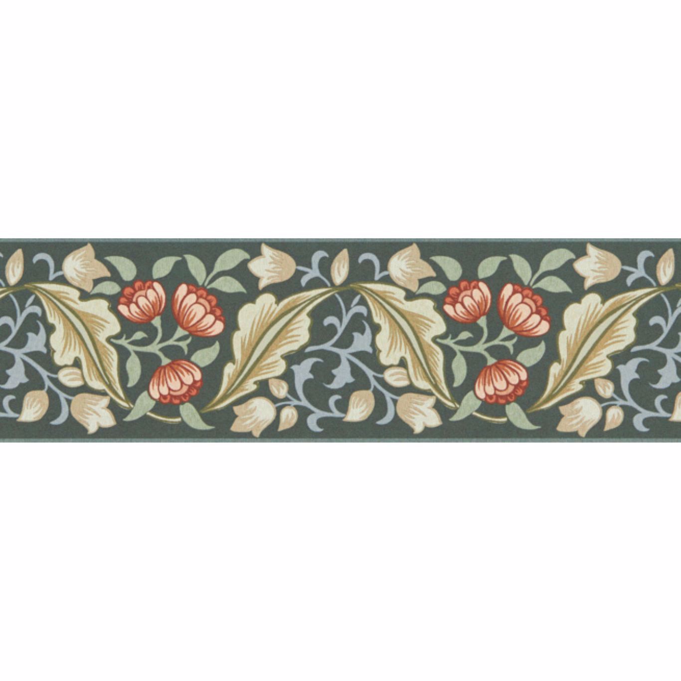 Bluebell & Peony Border - Bayleaf / Manilla Wallpaper