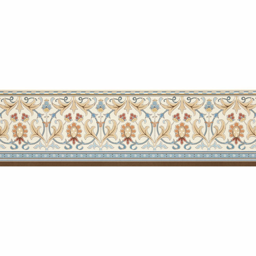 Ornamental Frieze - Linen / Woad Wallpaper