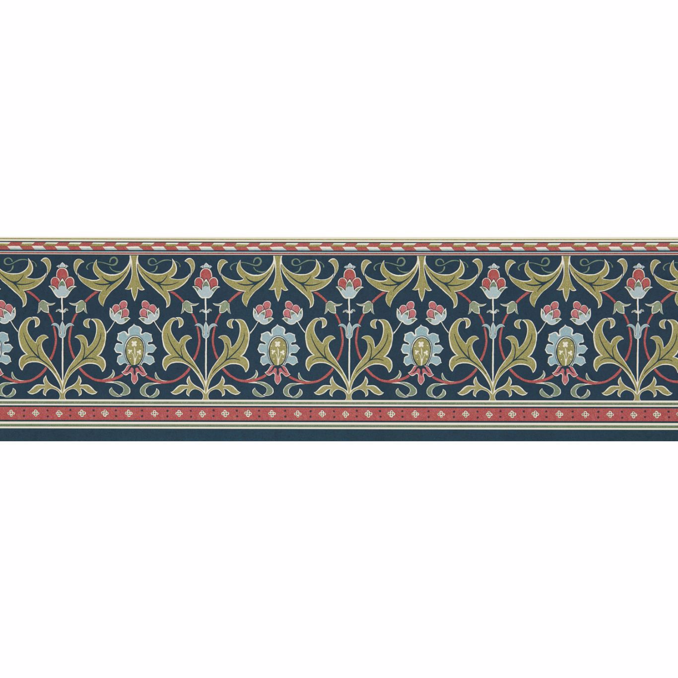 Ornamental Frieze - Indigo / Thyme Wallpaper