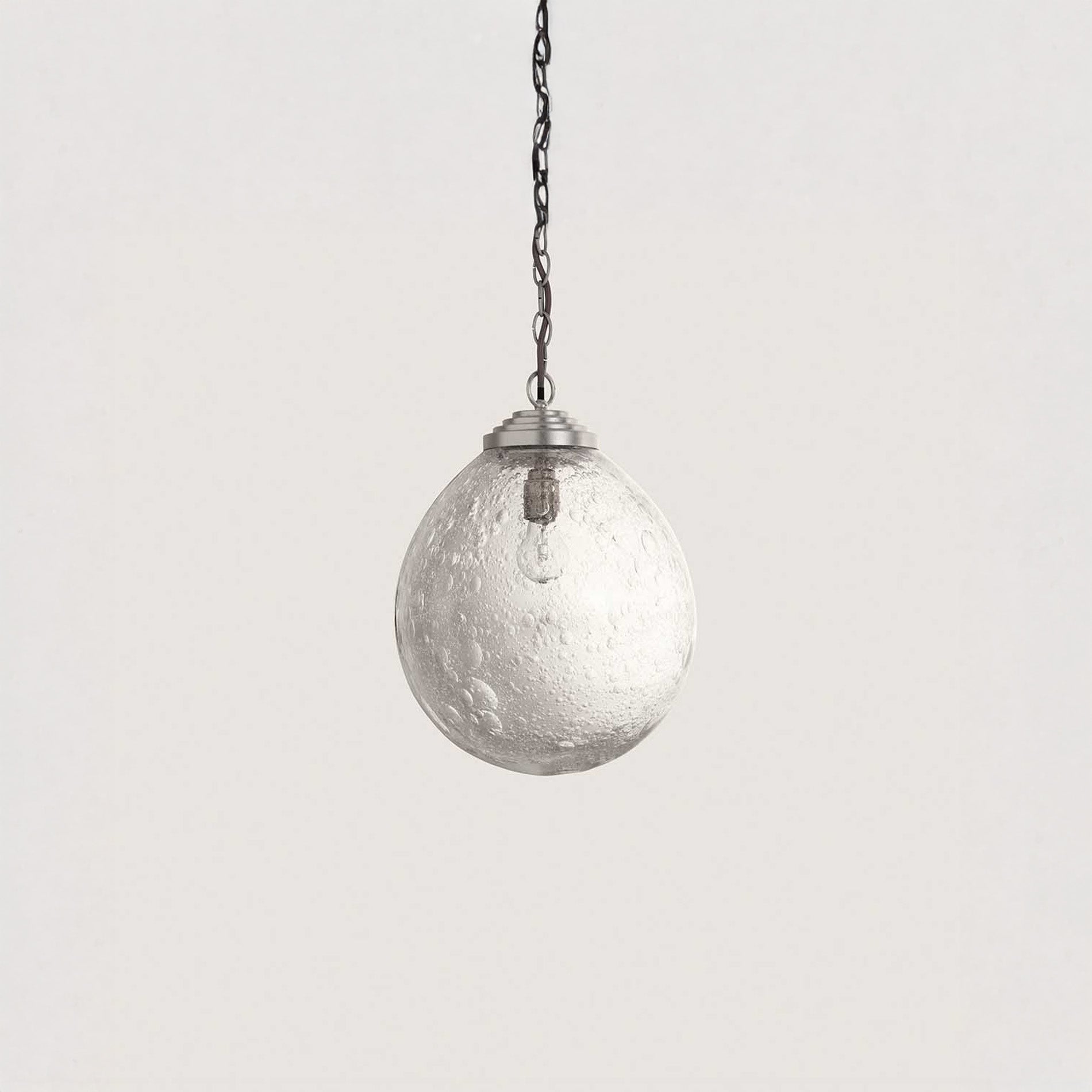 Medium Orb Pendant - Clear - Bright Silver