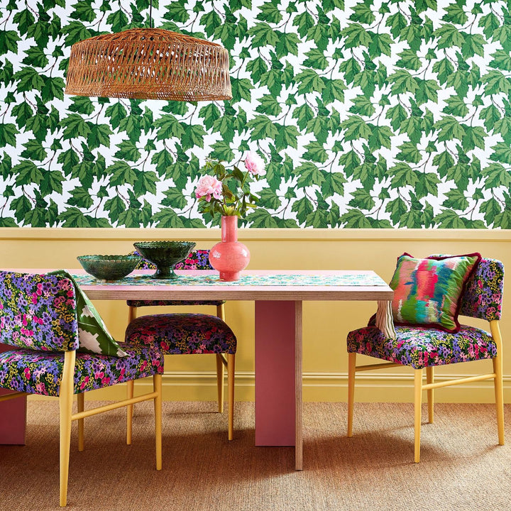 Dappled Leaf Wallcovering - Emerald / Teal