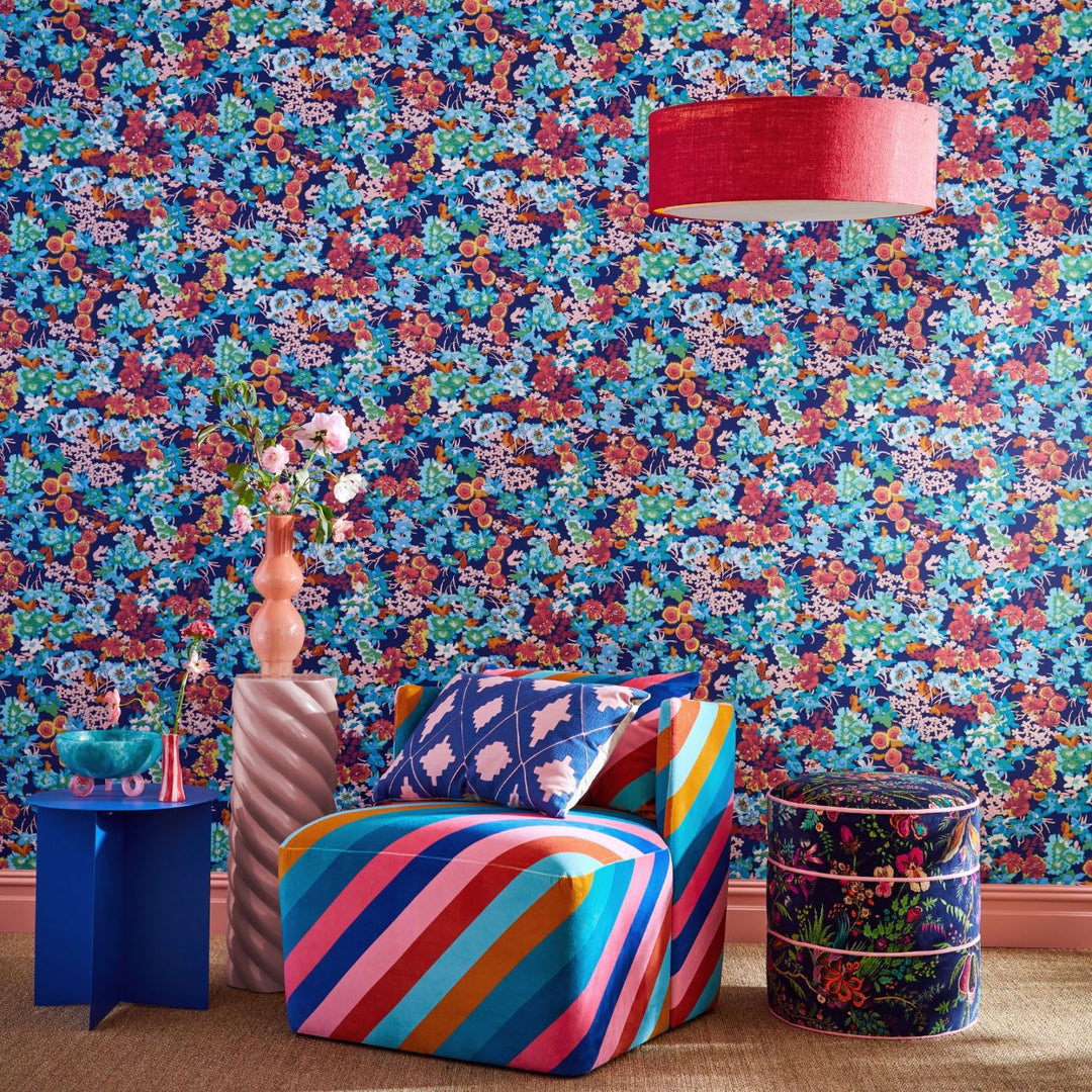 Wildflower Meadow Wallcovering - Emerald / Amethyst / Peridot