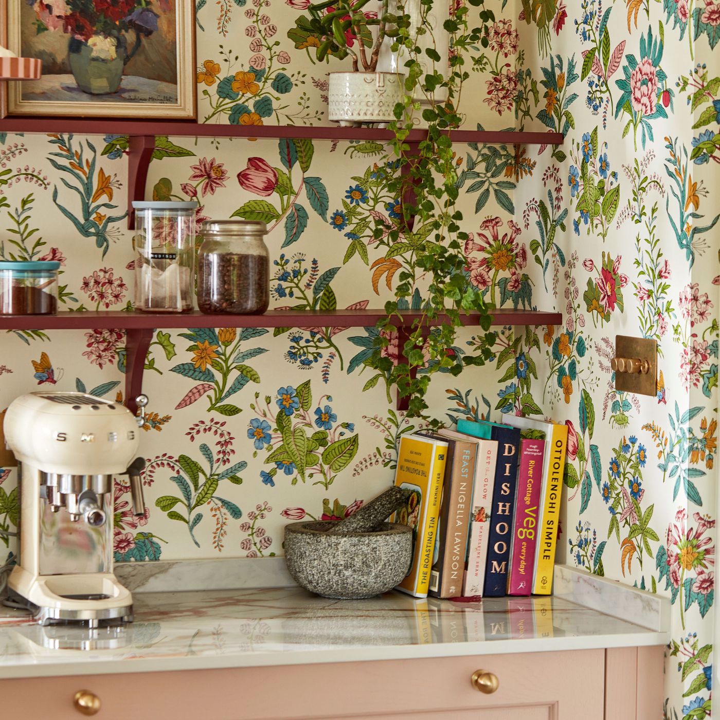 Woodland Floral Wallcovering - Jade / Malachite / Rose Quartz
