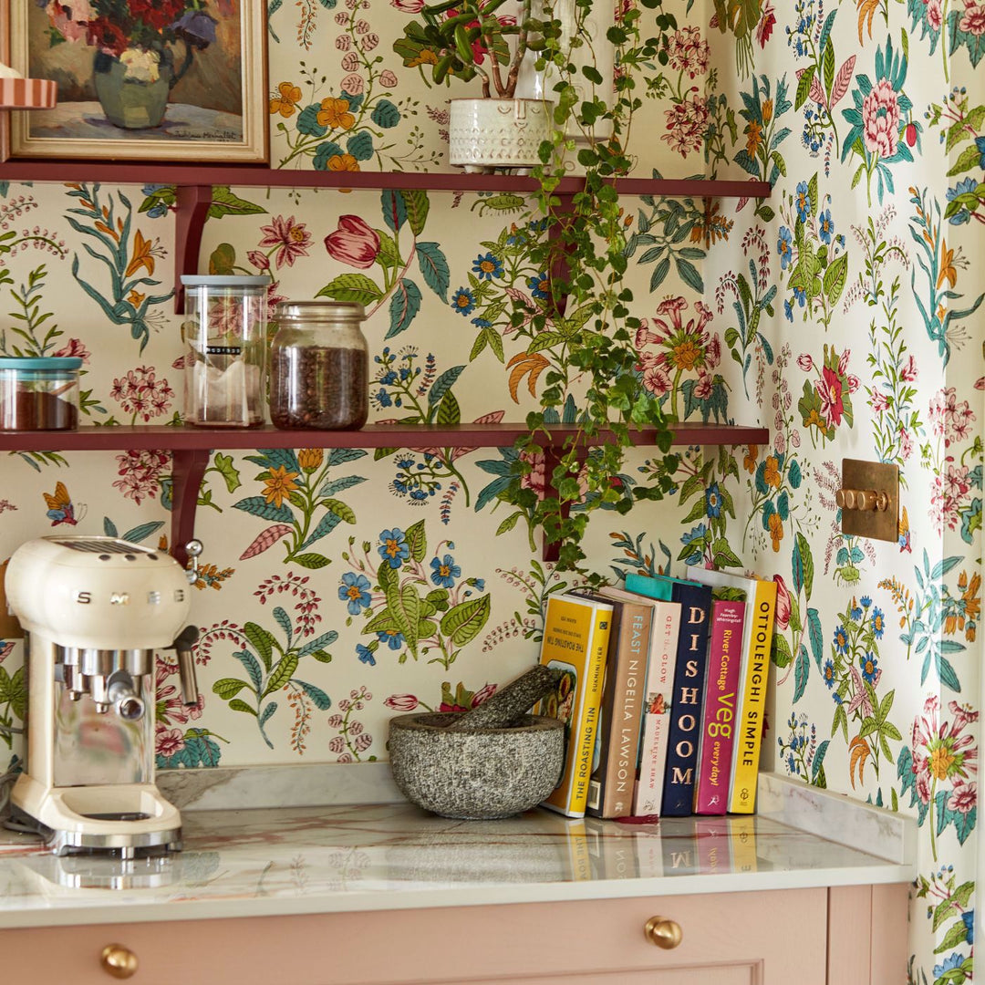 Woodland Floral Wallcovering - Jade / Malachite / Rose Quartz