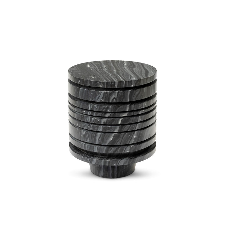 Striated Drink Table - Nero Colonnata