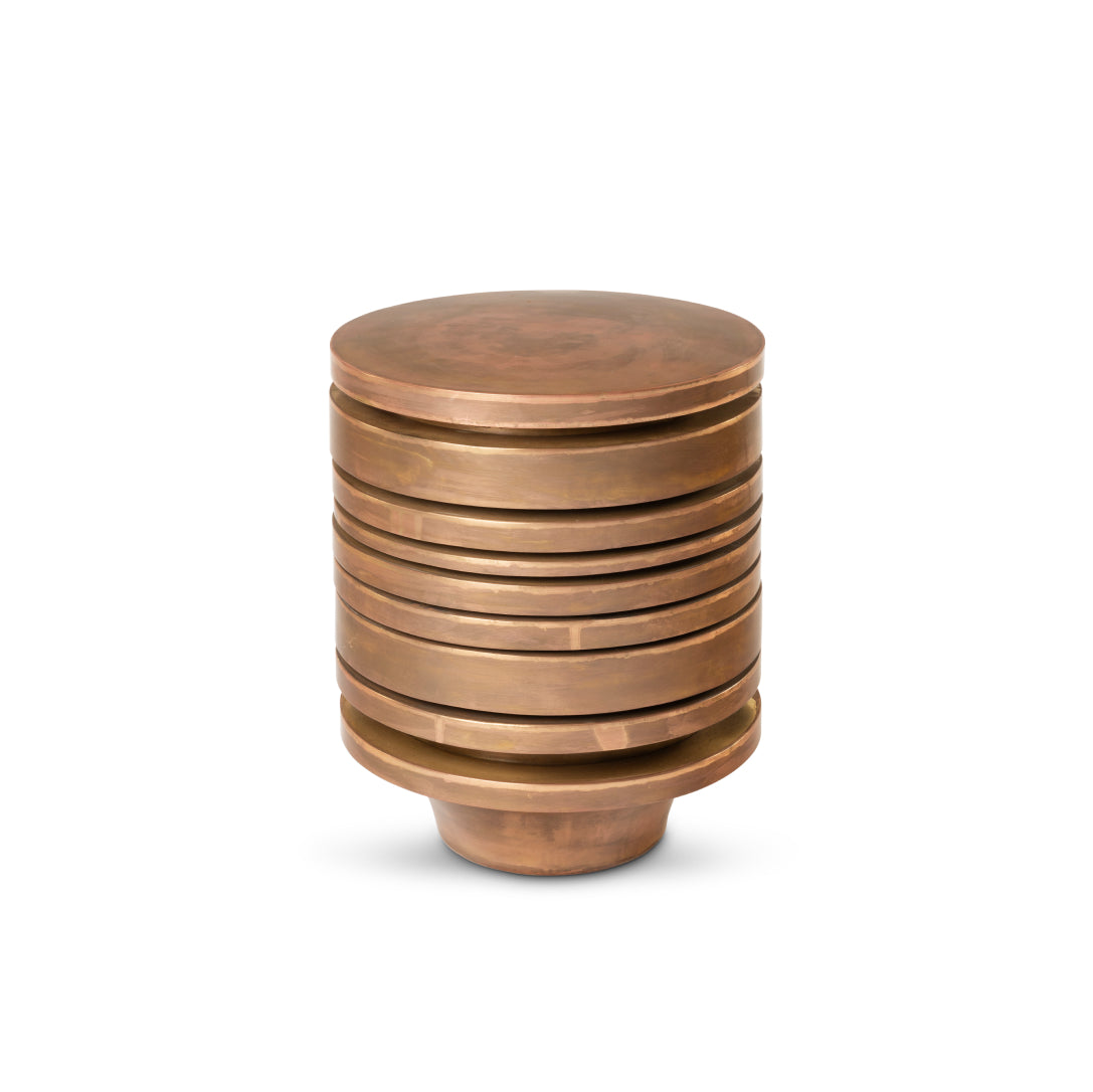 Striated Drink Table - Brass