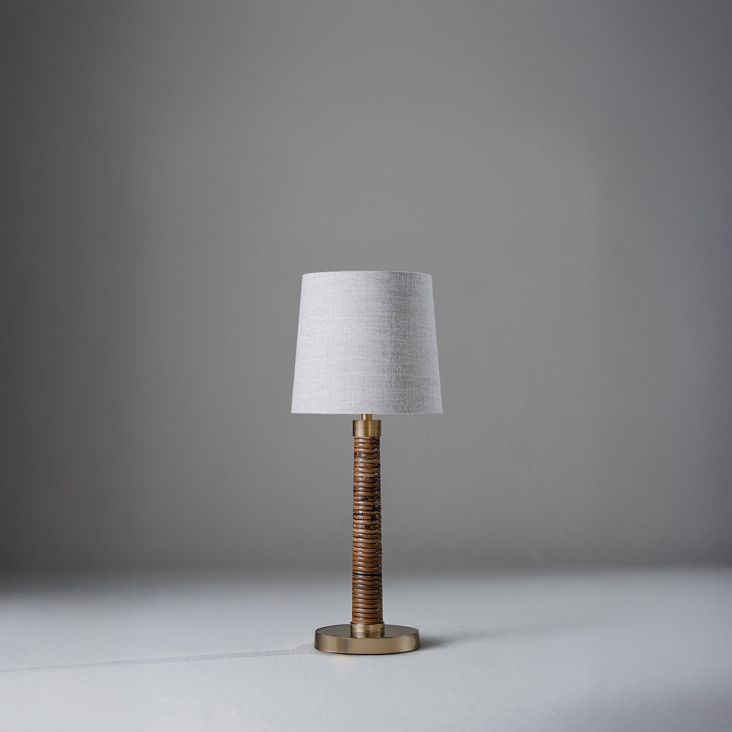 Holden Pillar Lamp - Dark Cane and Antique Brass
