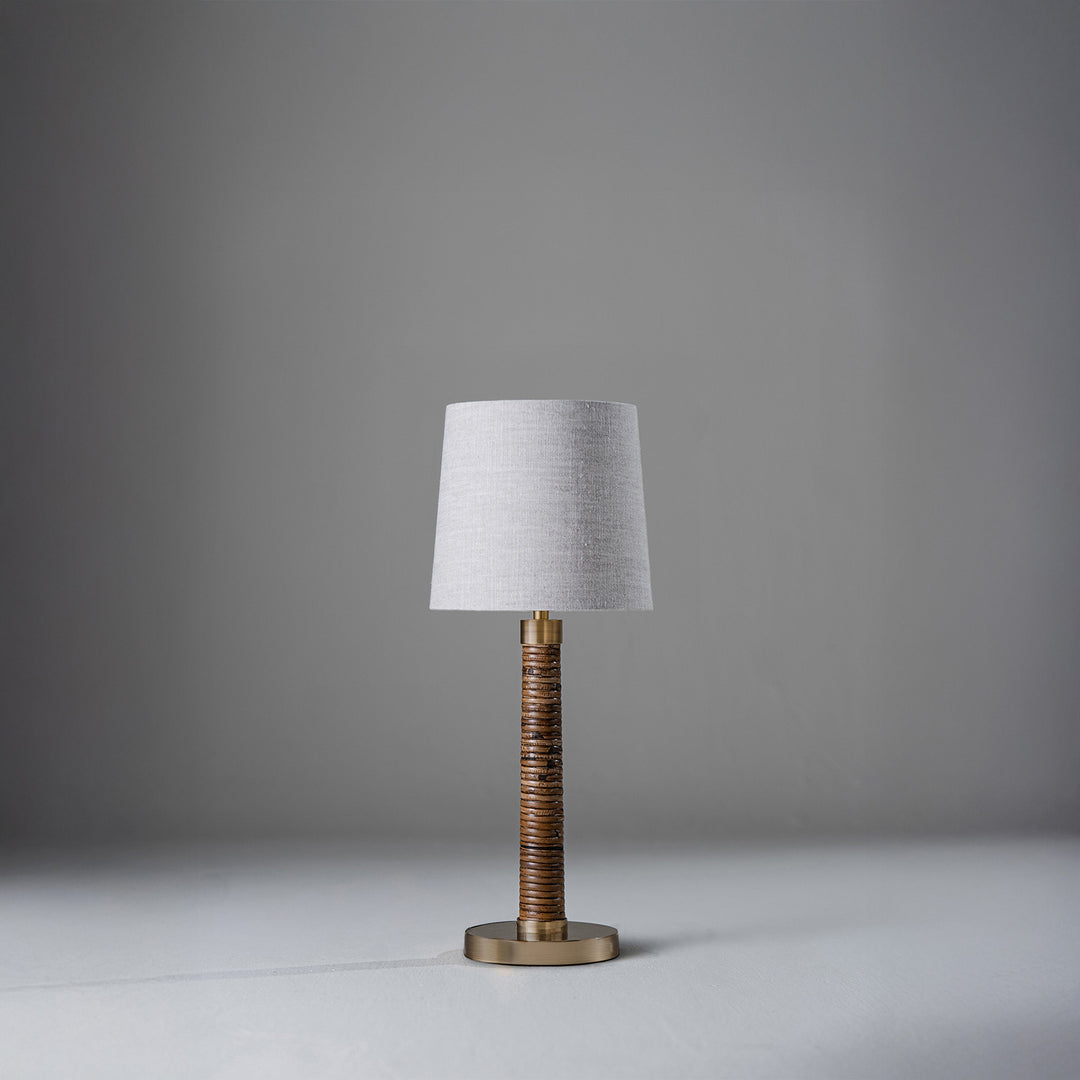 Holden Pillar Lamp - Dark Cane and Antique Brass