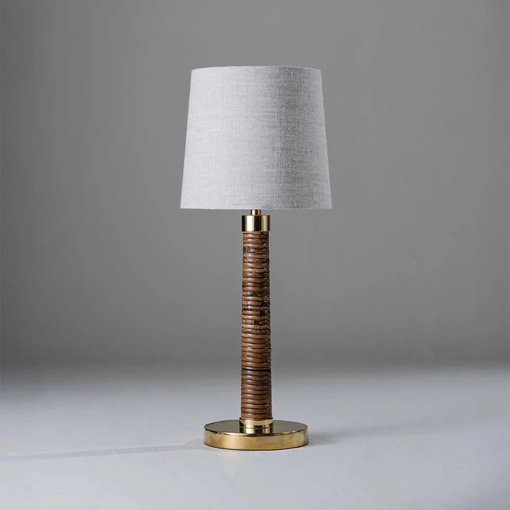 Holden Pillar Lamp - Dark Cane and Brass