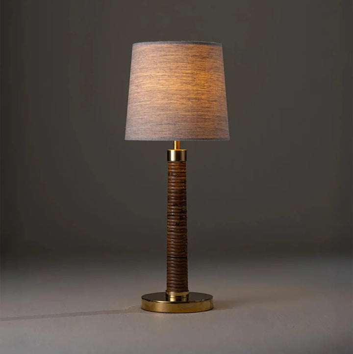 Holden Pillar Lamp - Dark Cane and Brass