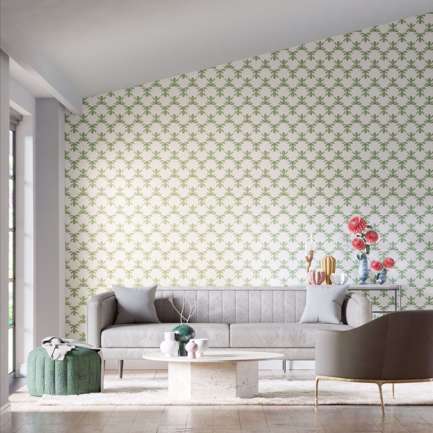 Wood Frog Wallcovering - Wild Water / Chalk