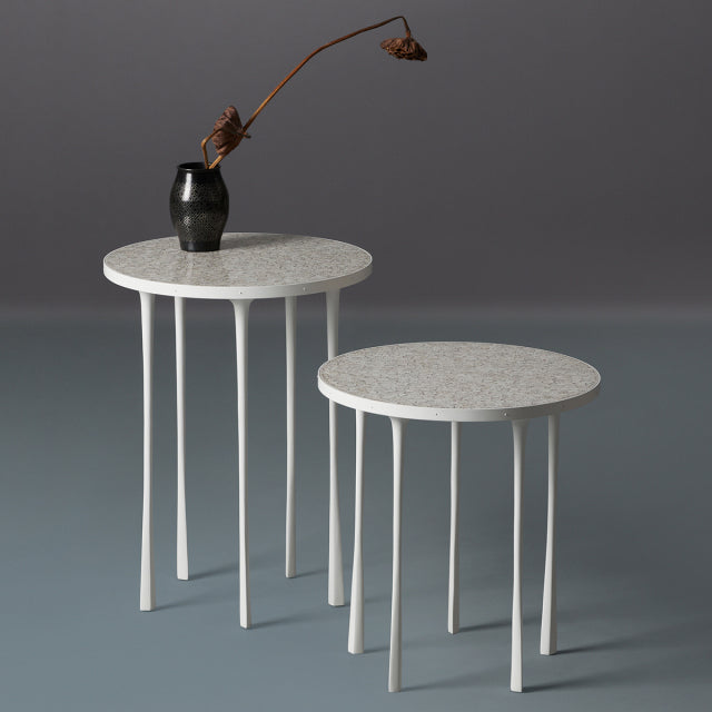 Ammonite Side Table, Tall - White Eggshell