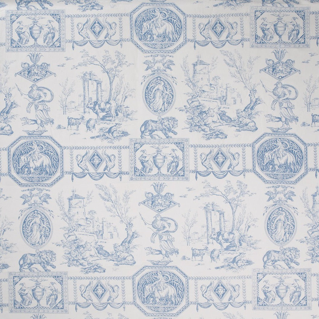 Empire - Blue on cream linen
