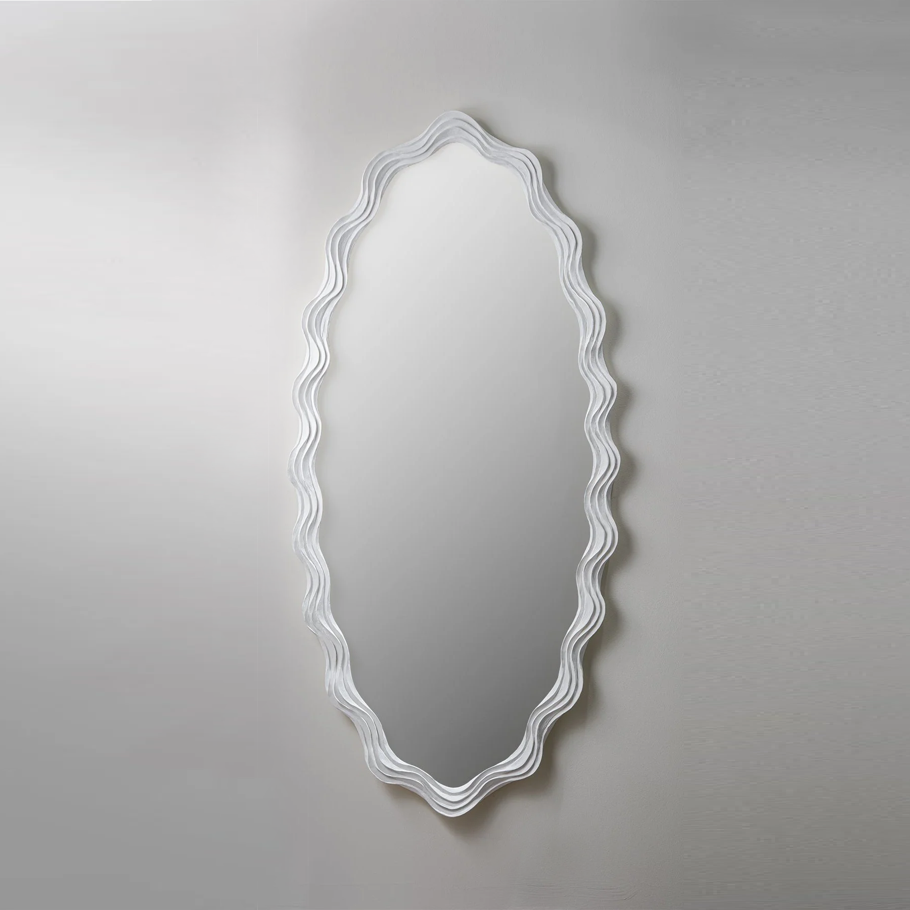 Oval Clam Shell Mirror Large - Plaster White