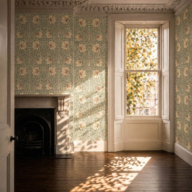Pimpernel - Rose Cockle / Sage Wallpaper