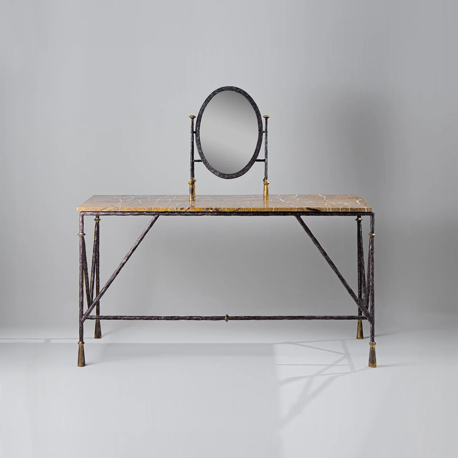 Stanley Dressing Table with Mirror - Old Rust and Gold with Rainforest Gold