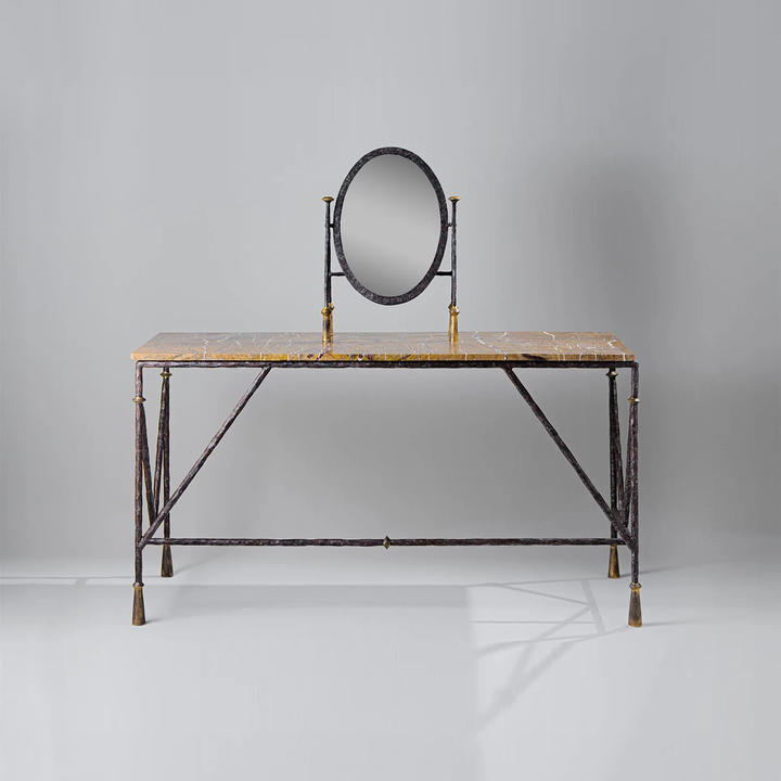 Stanley Dressing Table with Mirror - Old Rust and Gold with Rainforest Gold