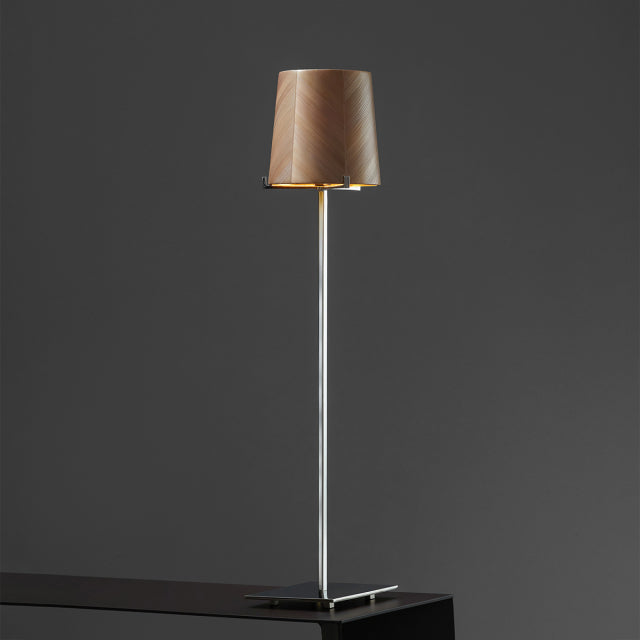 Stem Table Lamp, Polished Steel - Burnished Metal Straw - Gold