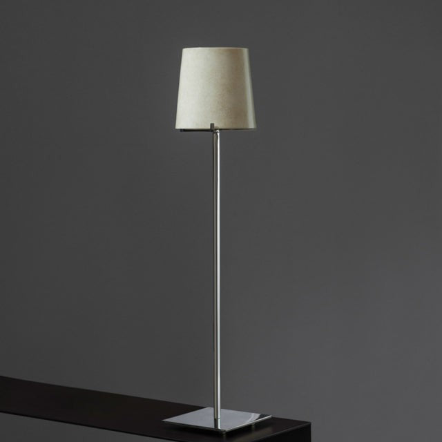 Stem Table Lamp, Polished Steel - Natural Parchment - Silver