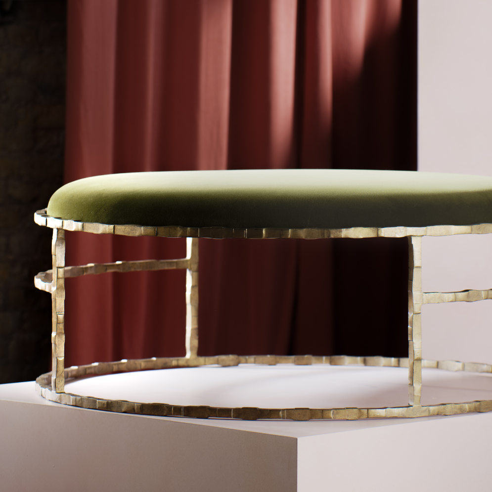 Giacometti Round Ottoman - Versailles Gold