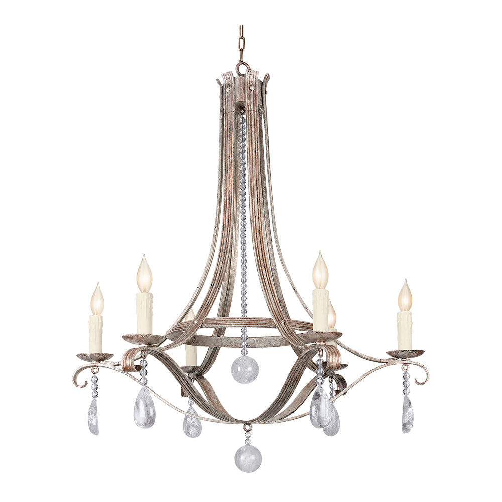 Irina - 6 Light Chandelier with Rock Crystals