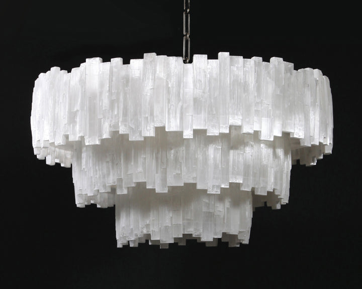 3 Tier Round Selenite Chandelier