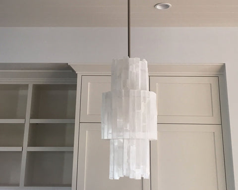 3 Tier Selenite Cylinder Pendant