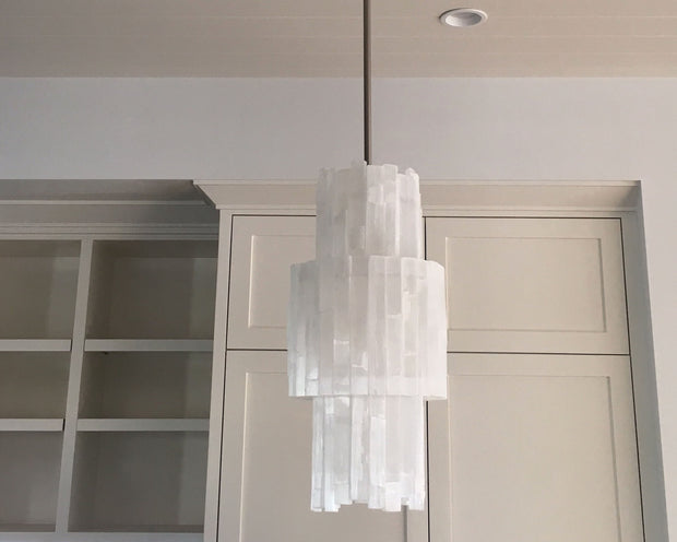 3 Tier Selenite Cylinder Pendant