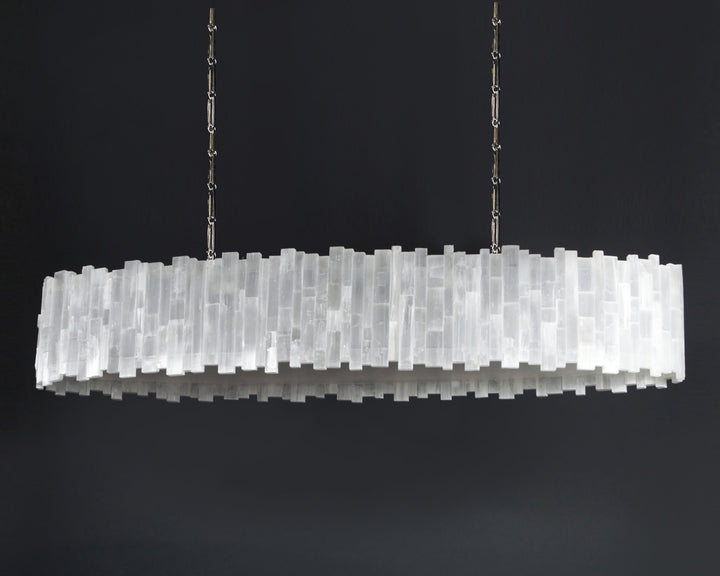 Elliptical Oval Selenite Chandelier
