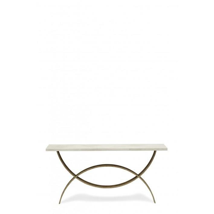 Small Fishtail Console Table - Fishtail Silver-Faux Limestone
