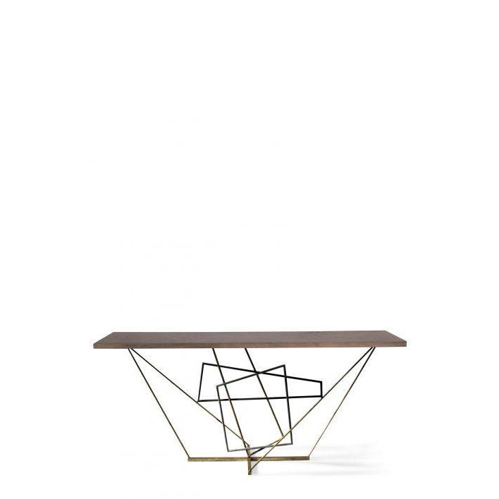 Rhomboid Console-Black Lacquer - Vedigris-Scrgold-Fired Copper