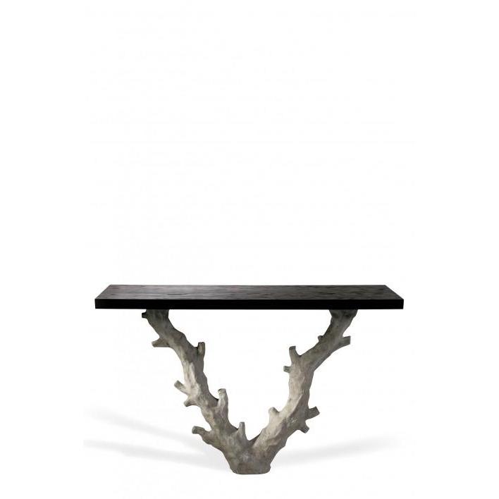 Twig Console Table - Aged Plaster - Dark Fumed Oak