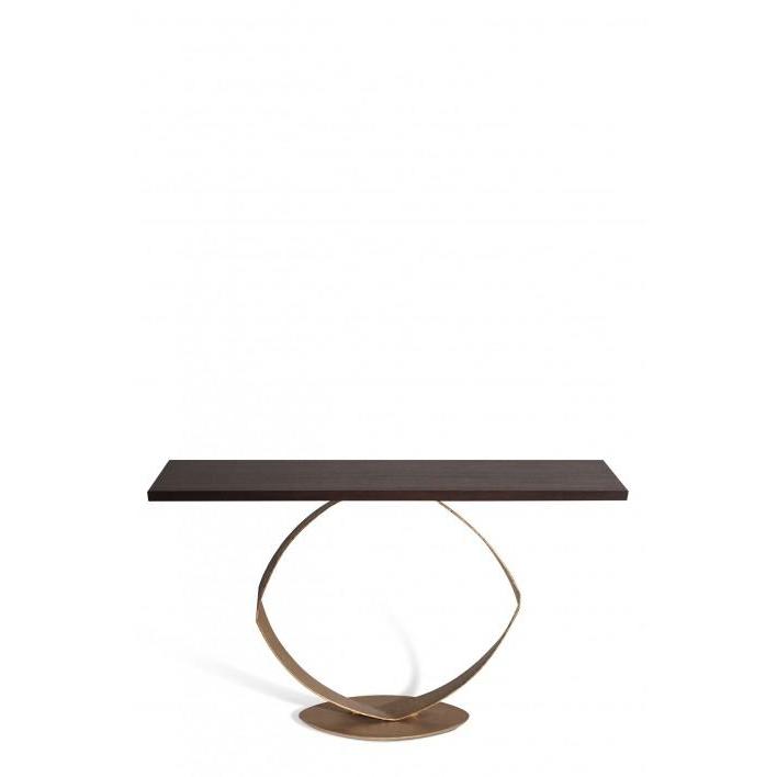 O Console Table - French Brass - Dark Fumed Oak