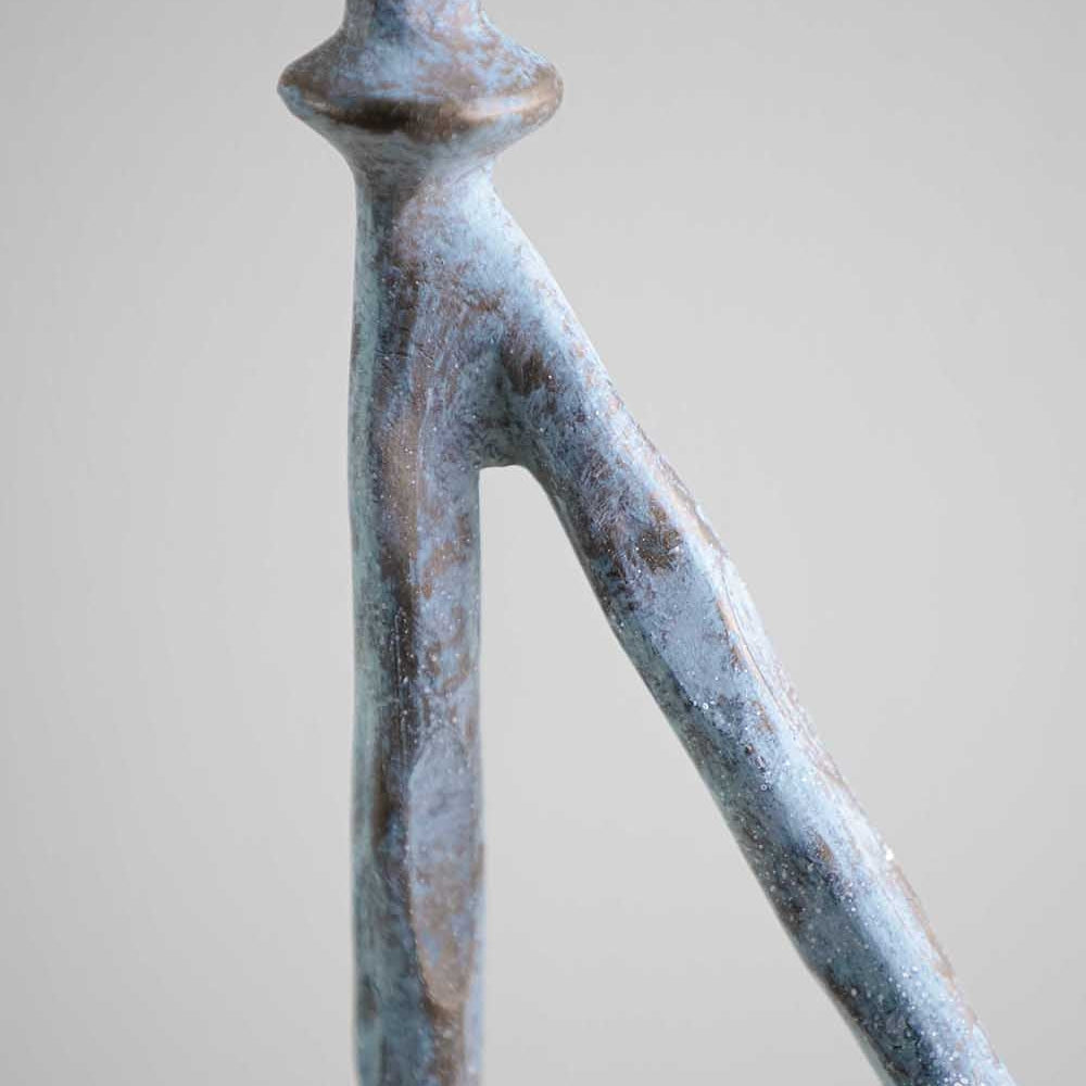 Stanley Demi Lune Console - Blue Verdigris shown with Verdi Fantastico marble top