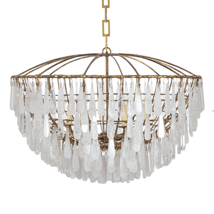 Gilded Cage Large Chandelier - Rock Crystal