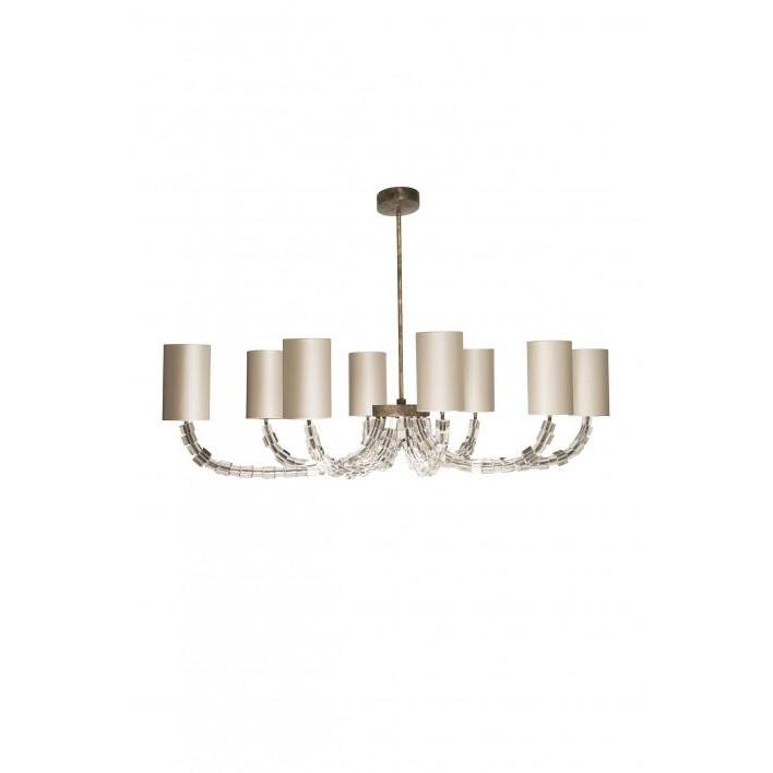 Oval Lartigue Bathroom Chandelier - Clear Crystal - Burnt Silver