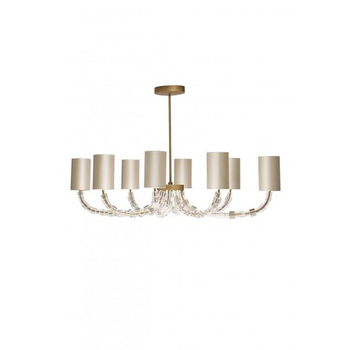Oval Lartigue Bathroom Chandelier - Clear Crystal - French Brass