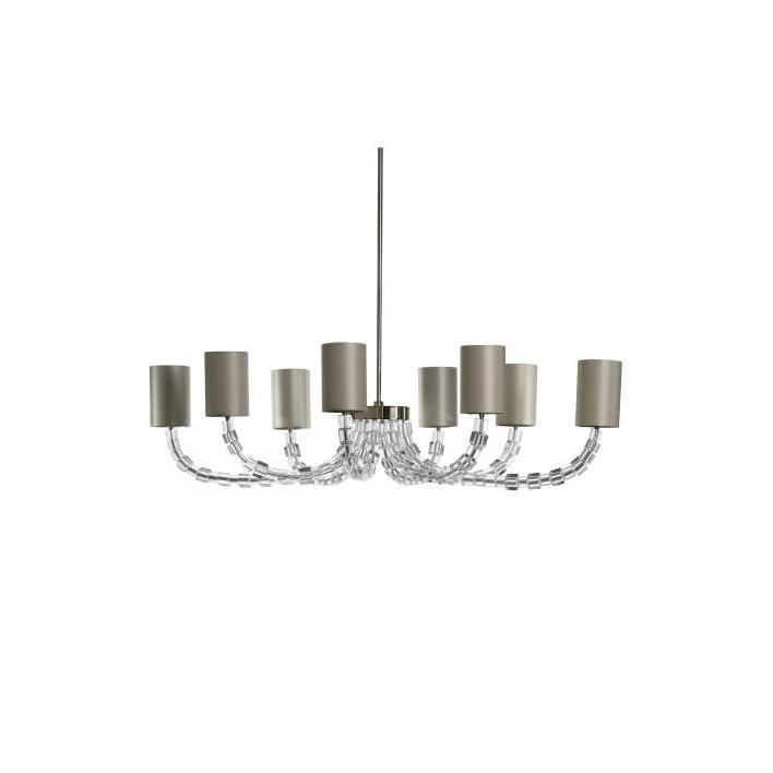 Oval Lartigue Chandelier - Clear Crystal - Nickel