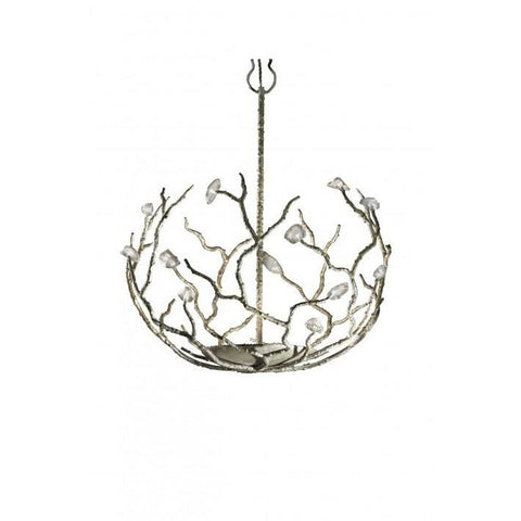 Large Blossom Chandelier - Decayed Silver With Glass