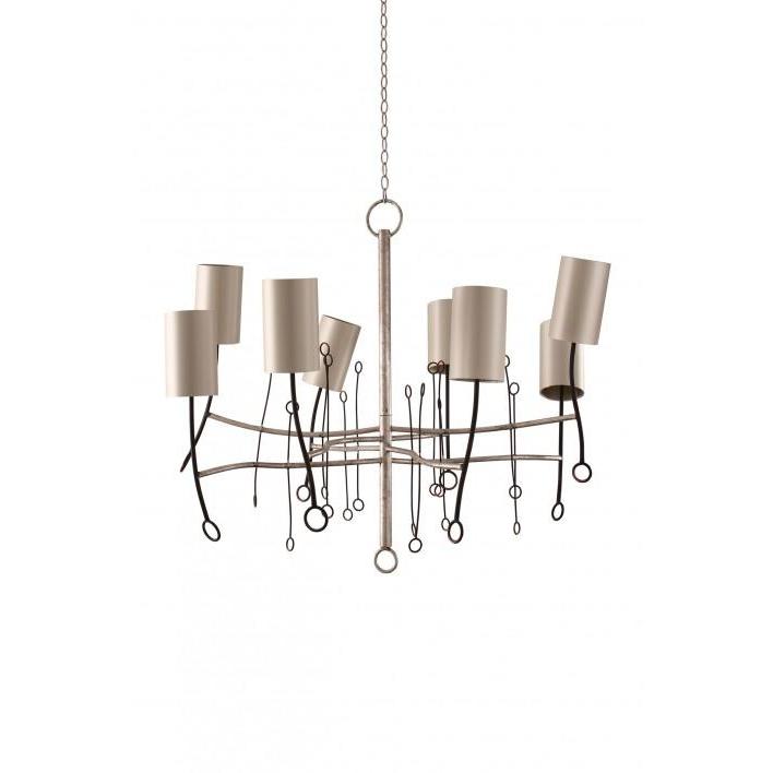 Short Lollipop Chandelier - Fired Copper-Scratched Silver