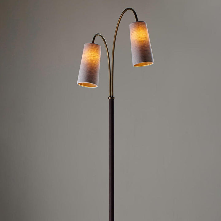 Kelly Floor Lamp - Antiqued Brass with Bromine