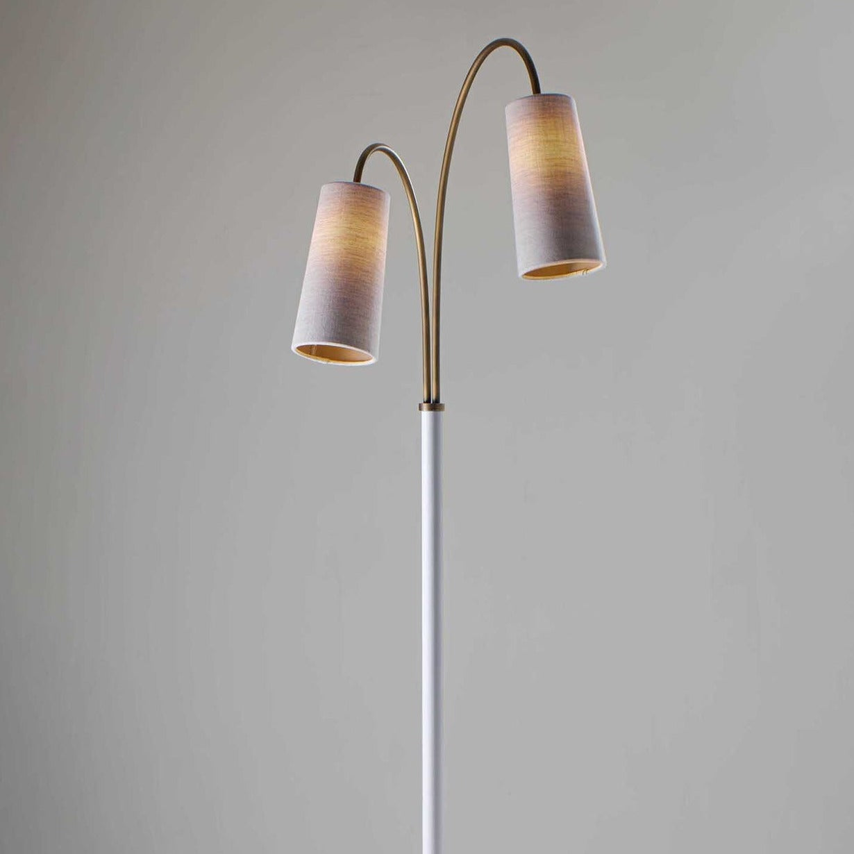 Kelly Floor Lamp - Antiqued Brass with Cotton