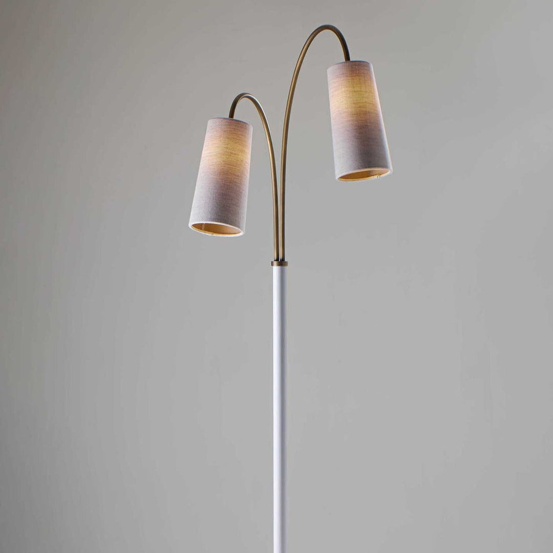 Kelly Floor Lamp - Antiqued Brass with Cotton