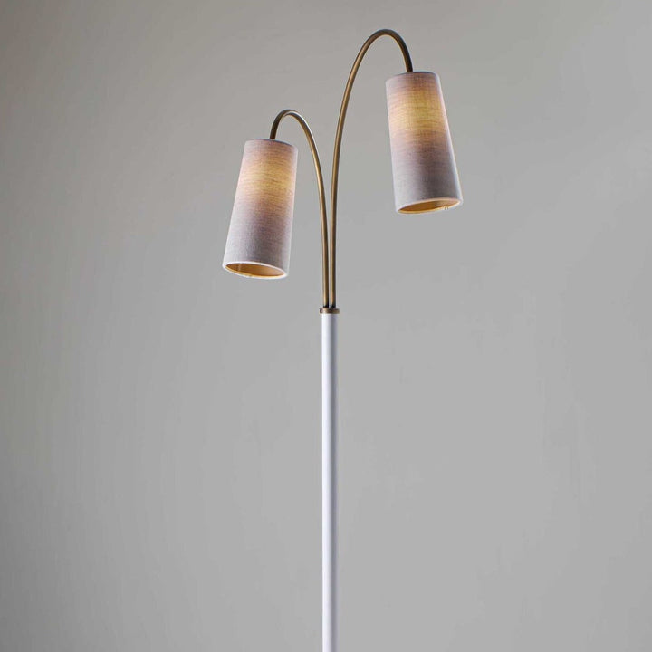 Kelly Floor Lamp - Antiqued Brass with Cotton
