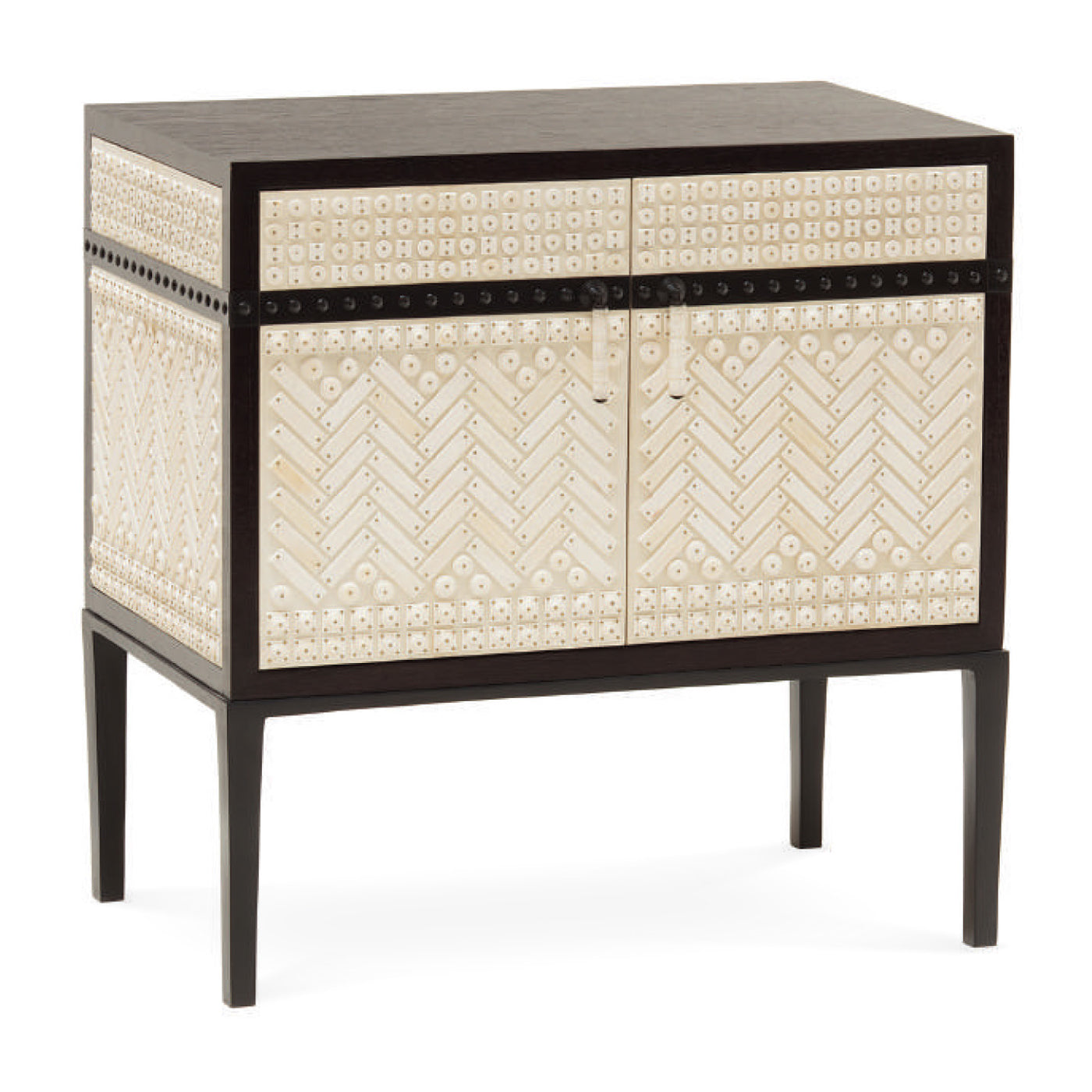 Mah Jong Bedside Table - Patterned Bone Sides