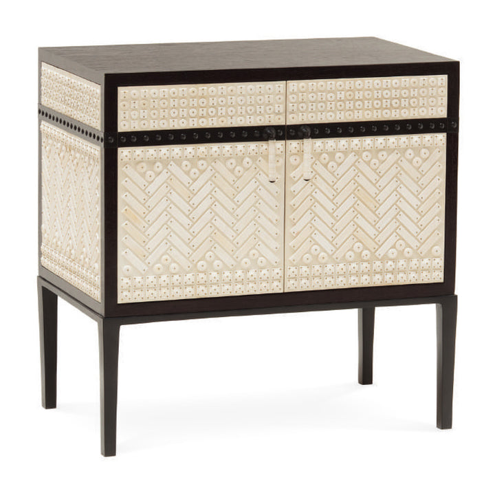 Mah Jong Bedside Table - Patterned Bone Sides