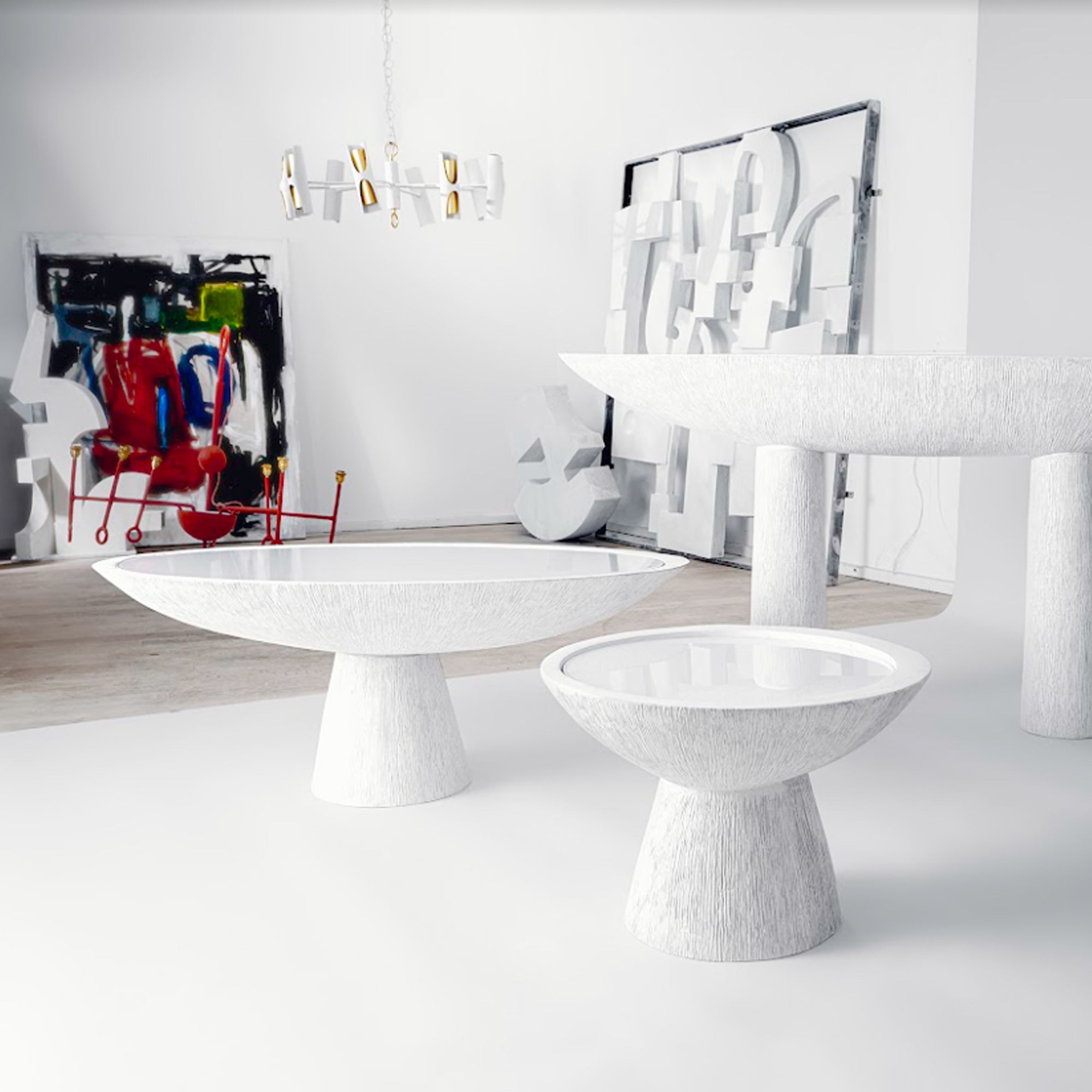 Marina Side Table - Scratched Plaster