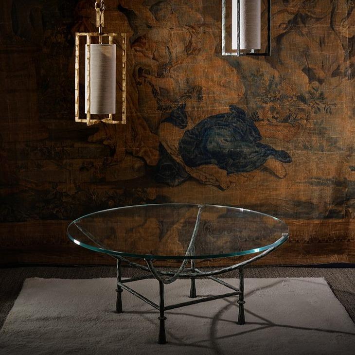 Stanley Coffee Table - Verdigris, Glass Top