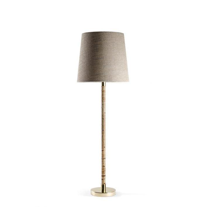 Large Holden Table Lamp - Dark Cane With Brass